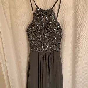 Gray beaded prom dress / ball gown
